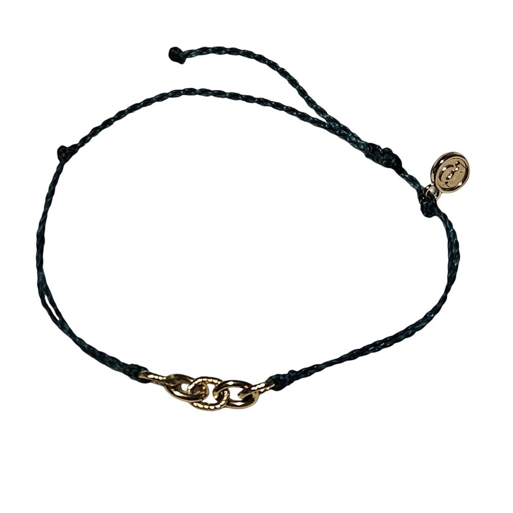 Pura Vida Gold Tone Chain Charm Braided Rope Bracelet Fashion Jewelry Women